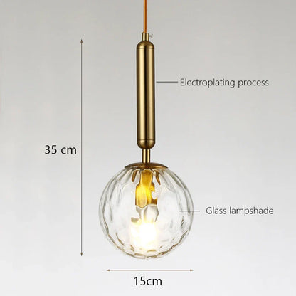 DecorBites™ Glass Ball LED Pendant Light for Bedroom and Bar, Modern Globe Hanging Ceiling Lamp