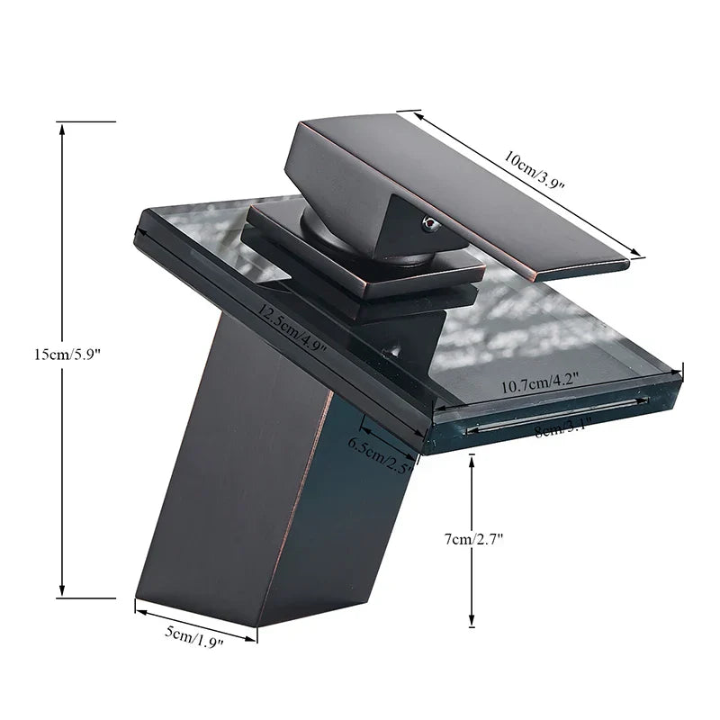 DecorBites™ LED Waterfall Bathroom Sink Faucet Black Bronze Single Handle Deck Mount