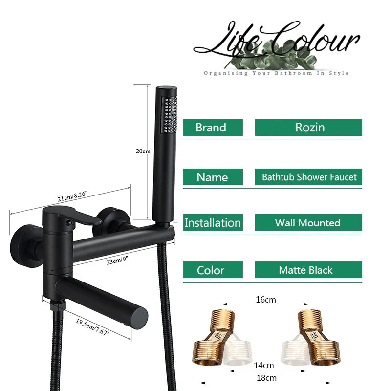 DecorBites™ Gold Bathtub Faucet with Swivel Tub Spout & Full Shower Set.