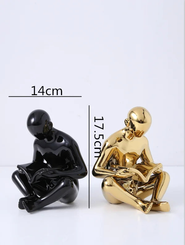 Decorbites™ Kreative Keramik-Skulptur für moderne Desktop-Bücherregal-Dekoration und Heimhandwerksdekoration