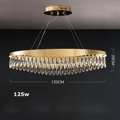 DecorBites™ Golden Crystal Stainless Steel Chandelier for Dining Room