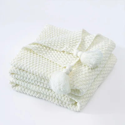 DecorBites™ Knitted Woolen Ball Blanket - Super Warm Cozy Sofa Throw Blanket