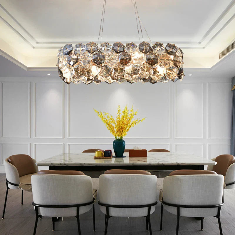 DecorBites™ Crystal Wrought Iron Chandelier: Creative Dining & Living Room Suspension Light