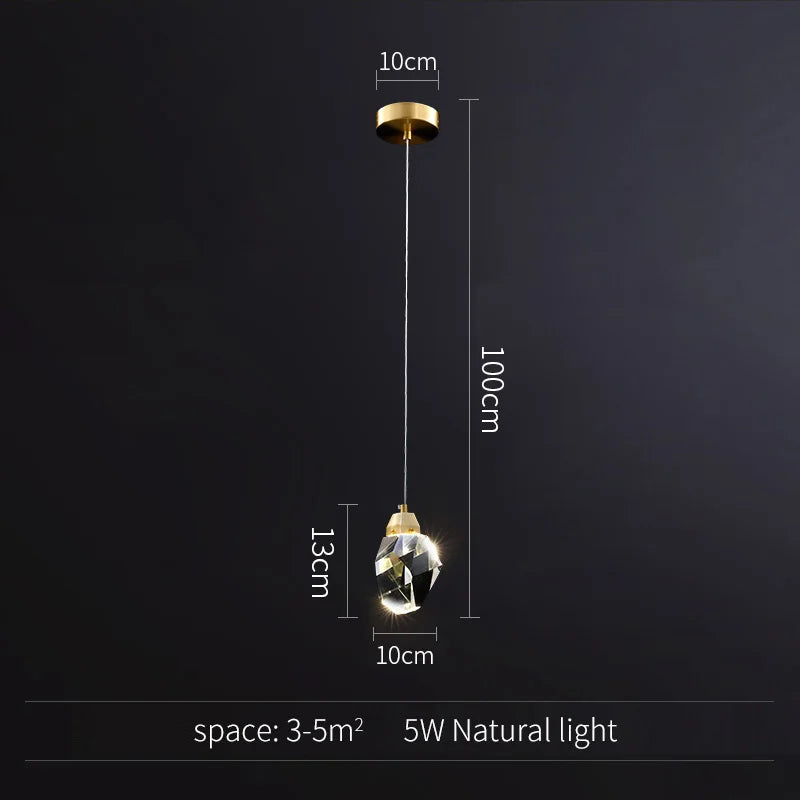 Gold Crystal Art Deco Pendant Light For Kitchen