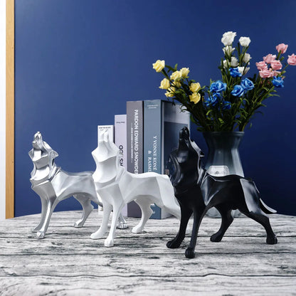 DecorBites™ Geometric Wolf Statue Resin Abstract Animal Figurine Home Office Decor Sculpture