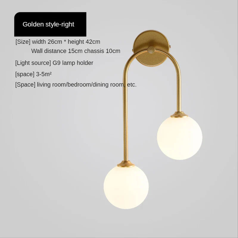 Gold Nordic Wall Sconce With Warm LED For Bedroom