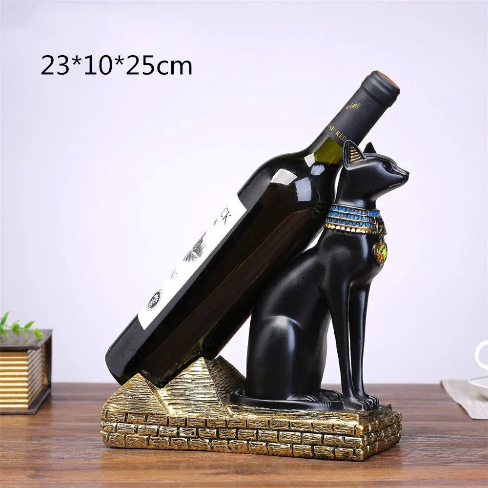 Decorbites™ Figurine Halter für Weinflaschen: Ägyptischer Katzen-Gott – Nordischer Stil für Heimdekoration & Geschenk
