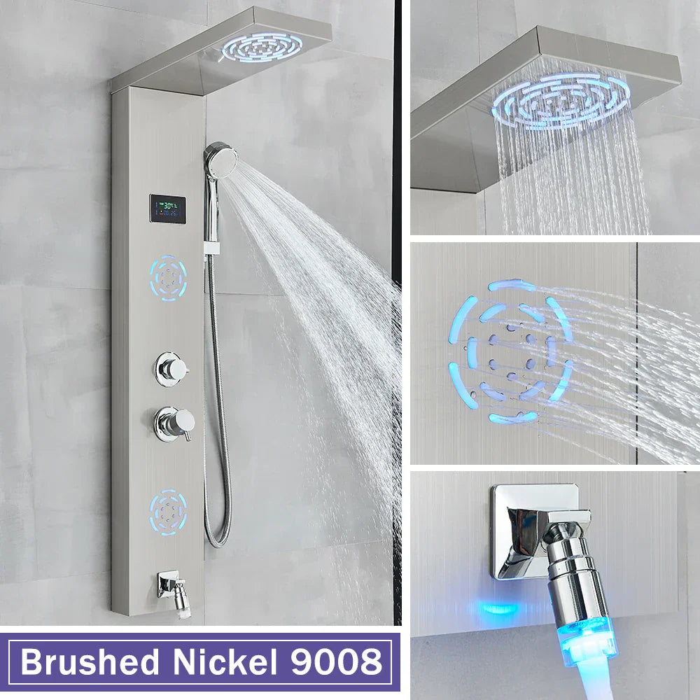Decorbites™ LCD Schwarz LED Regendusche-Panel mit 5 Massagestrahlen Wandmontage
