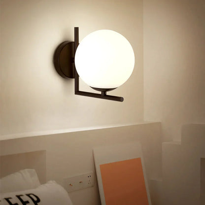DecorBites™ Glass Globe Wall Lamp for Bedroom, Staircase, Hallway, Office - Modern E27 Indoor Fixture