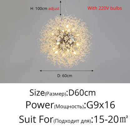 DecorBites™ Gold/Silver LED Crystal Chandelier for Home Living Dining Study Hall Bedroom