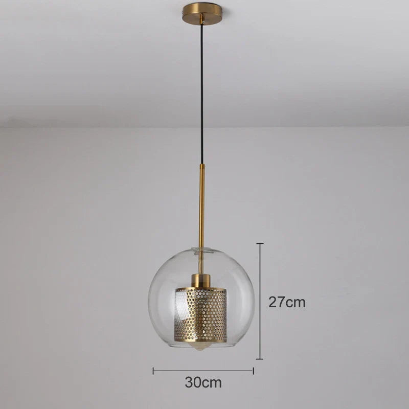 DecorBites™ Gold Mesh Glass Ball Pendant Light Industrial Kitchen Fixture