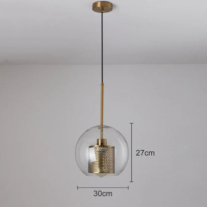DecorBites™ Gold Mesh Glass Ball Pendant Light Industrial Kitchen Fixture