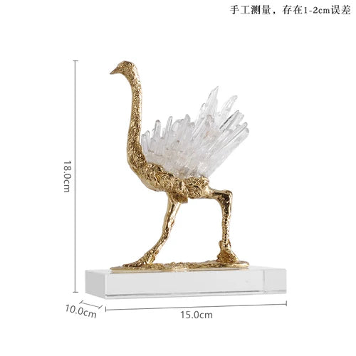Copper Crystal Crane Decor