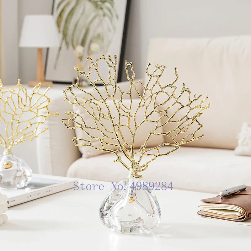 Decorbites™ Kristall-Metall-Goldene-Korallen-Handwerkskunst Heimdekoration für modernen Wohnraum