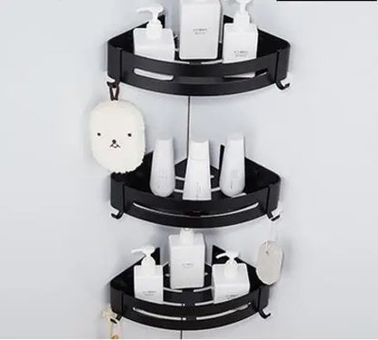 DecorBites™ Brushed Gold Aluminum Bathroom Corner Shelf Wall Mounted Shower Shampoo Holder