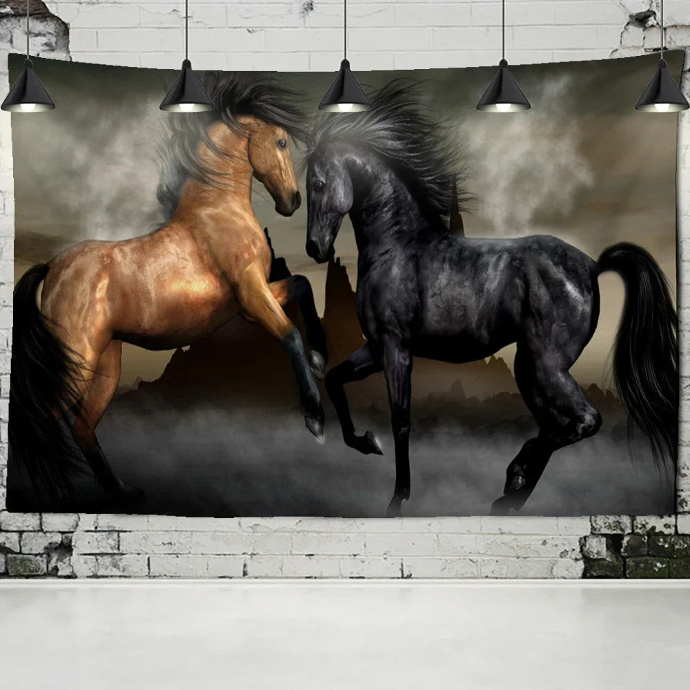 Decorbites™ Wandteppich mit galoppierendem Pferd Psychedelische Boho-Hippie-Kunst-Teppich