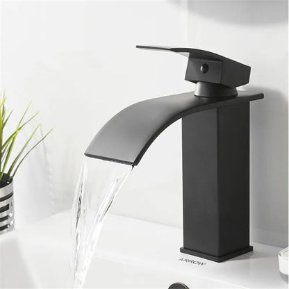 Decorbites™ Gold Wasserfall Beckenarmatur: Messing Badezimmer Mischbatterie, Heiß-Kalt Waschbeckenarmatur