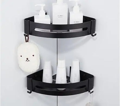 DecorBites™ Black Aluminum Bathroom Corner Shelf Wall Mounted