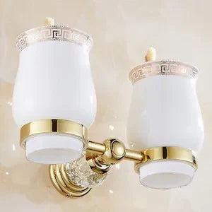 Decorbites™ Gold Kristall Badezimmerezubehör-Set: Luxus Messing Badarmatur Wandmontage-Kollektion