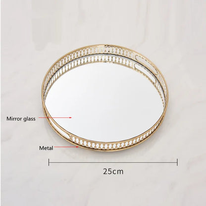 Decorbites™ Elegantes Goldspiegel-Glas-Aufbewahrungstablett für Schmuck und kleine Gegenstände