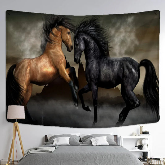 Decorbites™ Wandteppich mit galoppierendem Pferd Psychedelische Boho-Hippie-Kunst-Teppich