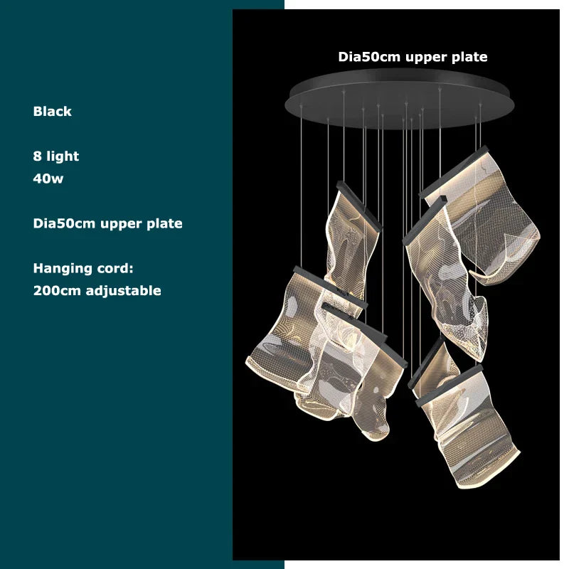 Decorbites™ Goldene Liebes-Papier-Lüster: Postmoderne LED-Designerbeleuchtung für den Eingangsbereich