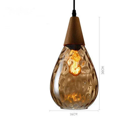 Glass Wood Pendant Lamp