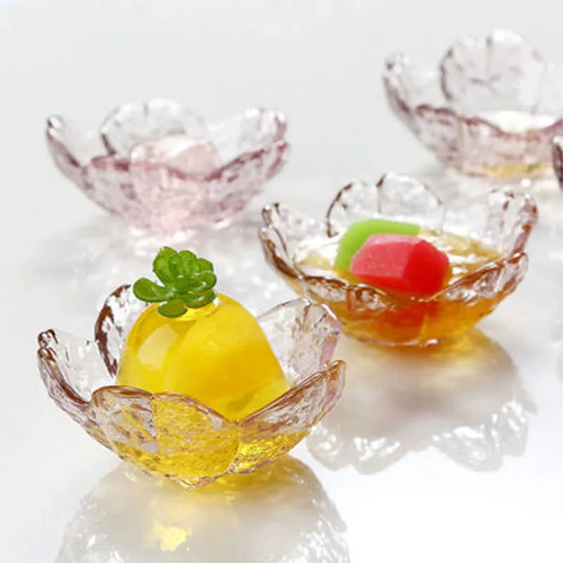 Decorbites™ Japanisch gestaltete Glasplatten mit goldenem Rand - Set aus 3 | Mini-Würz- oder Dessertschälchen