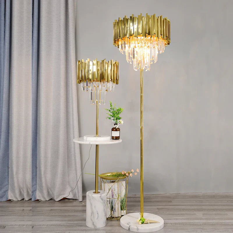 Decorbites™ Kristall-Marmor-LED-Stehlampen - Art Deco Gold Schwarz Edelstahl