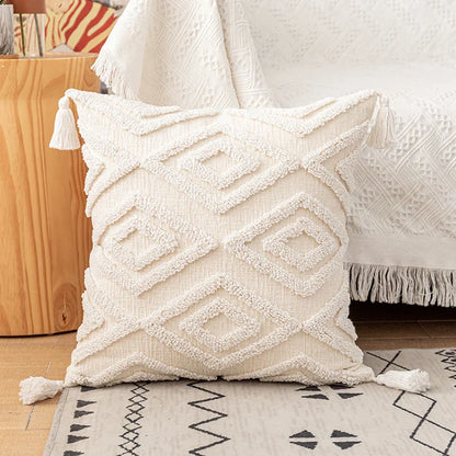 DecorBites™ Ivory Cotton Loop Tufted Cushion Cover for Home Decoration