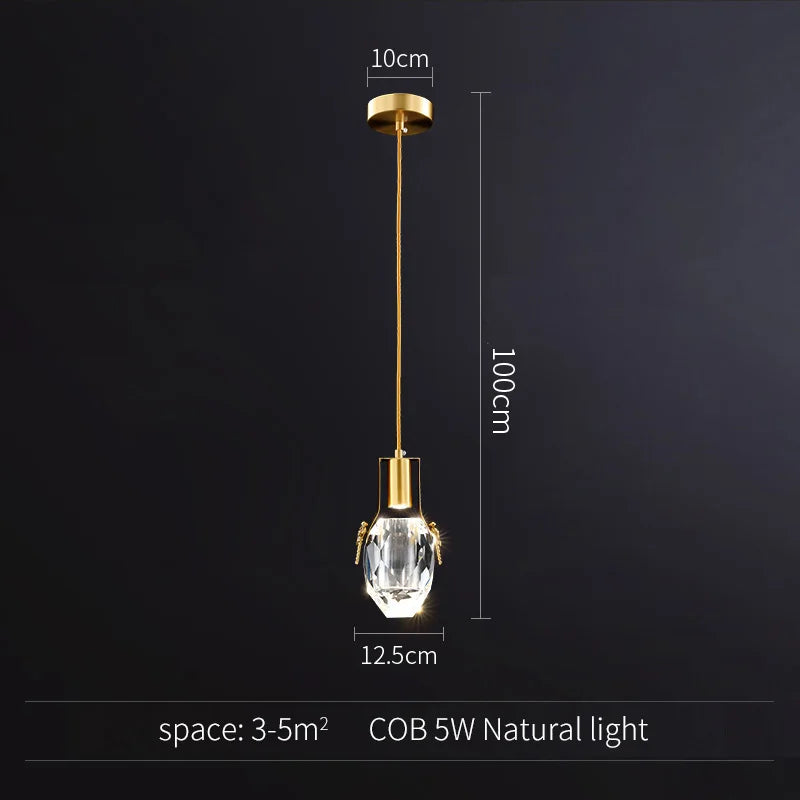 Gold Crystal Art Deco Pendant Light For Kitchen