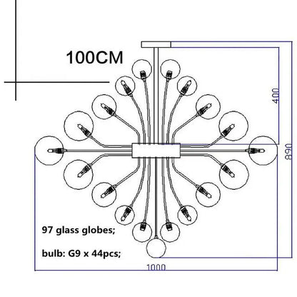 Decorbites™ Glasgloben-LED-Kronleuchter: Nordischer Luxus-Metall-Hängeleuchter für das Wohnzimmer