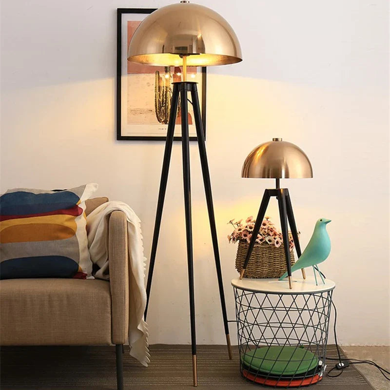 DecorBites™ Coyote Gold Tripod Floor Lamp for Home Decor in Living Room or Bedroom