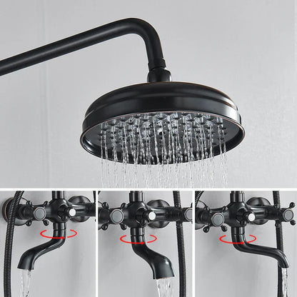 Decorbites™ Schwarze Messing-Regendusche-Mischbatterie-Set mit 8" Brausekopf und Handbrause