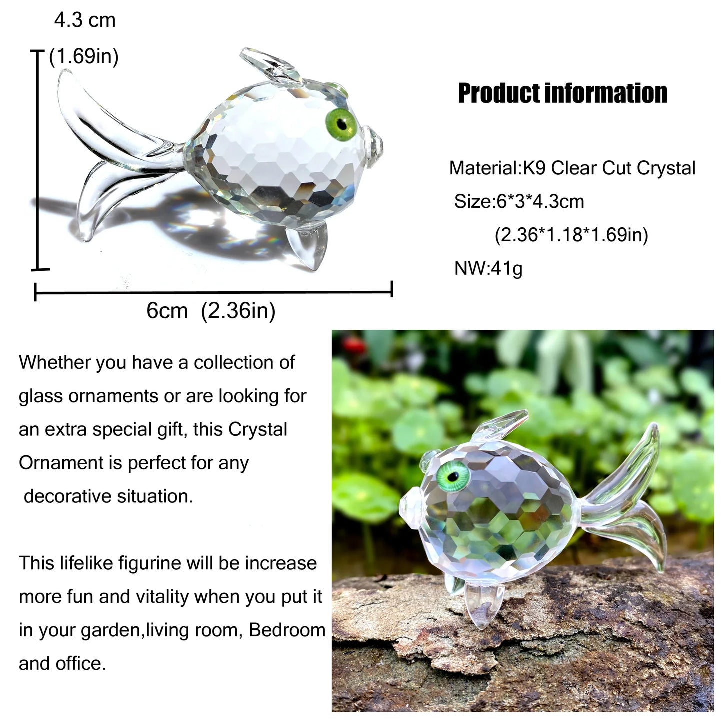 DecorBites™ Goldfish Glass Miniature Sculpture for Modern Home Decor & Gifts