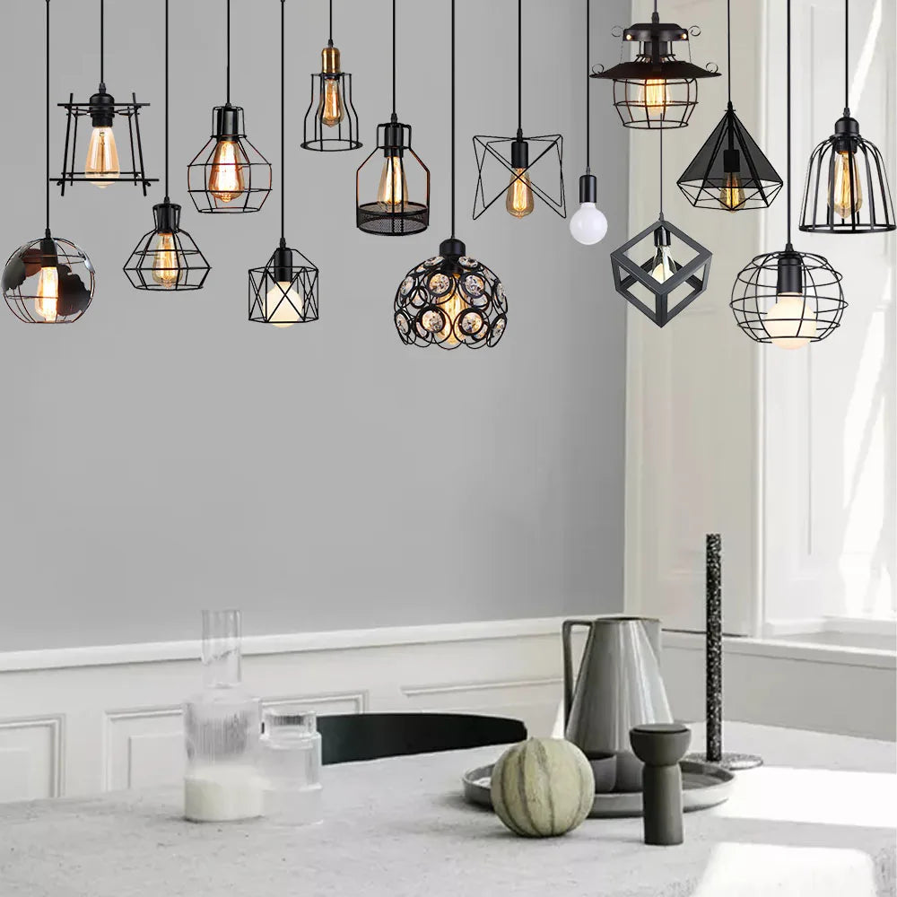 Decorbites™ Industrielles Nordisches Käfig-Pendant-Licht, Schwarzes Eisen Retro-Loft-Hängeleuchte