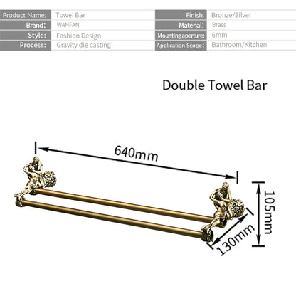 Decorbites™ Doppeltuchstangen: Gold/Silber Badezimmertuchhalter, Wandmontiert Messing