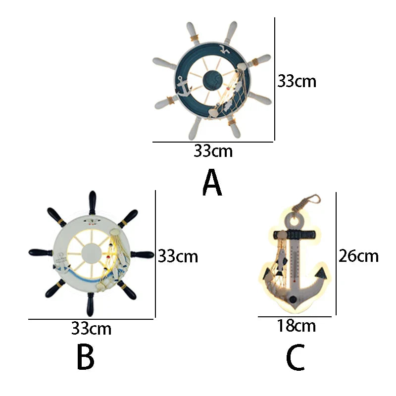 Decorbites™ Kinder-LED-Schiffssteuerrad-Wandleuchte - Mittelmeer-Dekor Ozeanthema