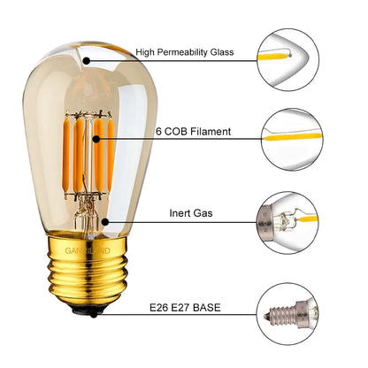 DecorBites™ LED Filament Bulb 3W ST45 Gold Dimmable E26 E27 2200K Indoor Decorative