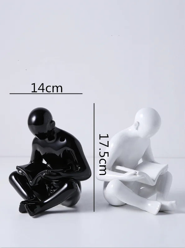 Decorbites™ Kreative Keramik-Skulptur für moderne Desktop-Bücherregal-Dekoration und Heimhandwerksdekoration