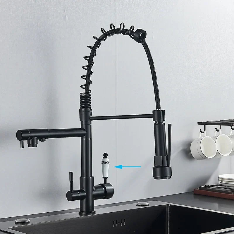 Decorbites™ Küchen-Wasserfilter-Armatur: Dreifach-Auslass-Mischer, 360° Drehung, Wasserreinigungsfunktion