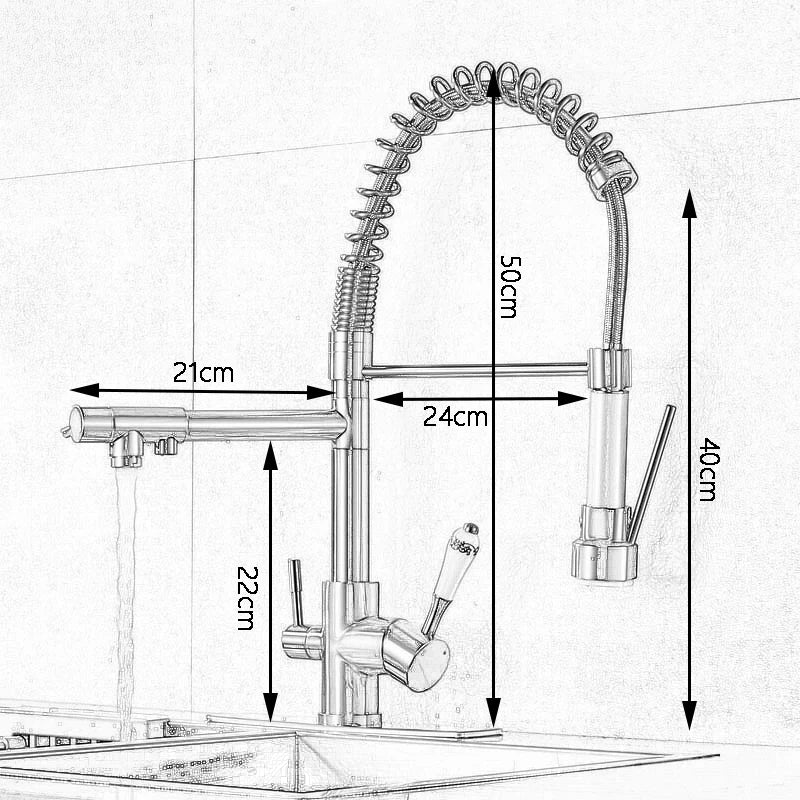 Decorbites™ Küchen-Wasserfilter-Armatur: Dreifach-Auslass-Mischer, 360° Drehung, Wasserreinigungsfunktion