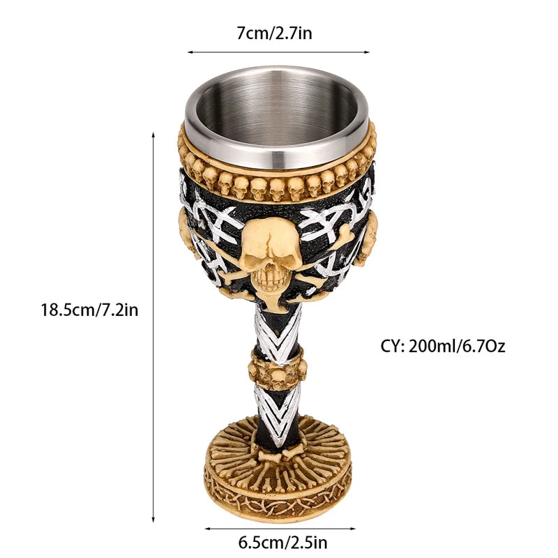 DecorBites™ Gothic Skull Resin Wine Glass 200ml bar drinkware cocktail whiskey cup