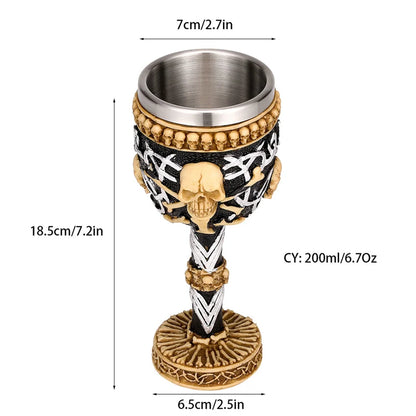DecorBites™ Gothic Skull Resin Wine Glass 200ml bar drinkware cocktail whiskey cup