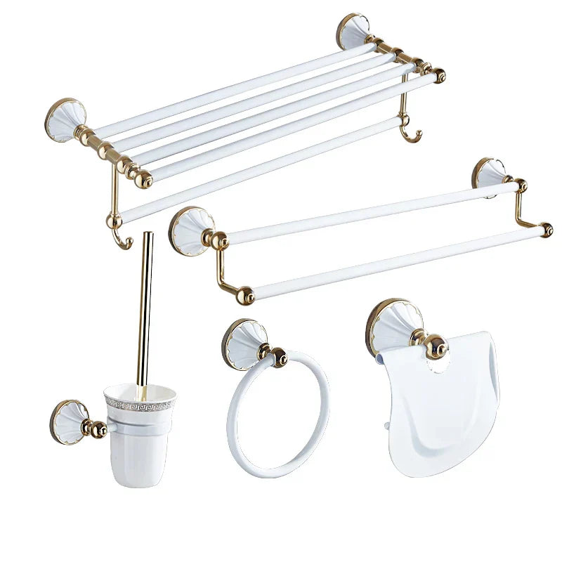 Gold White Bathroom Set