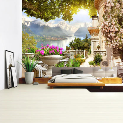 Decorbites™ Grüne Pflanzenlandschaft Wandteppich | Boho Wandbehang für Stadt Schlossberg