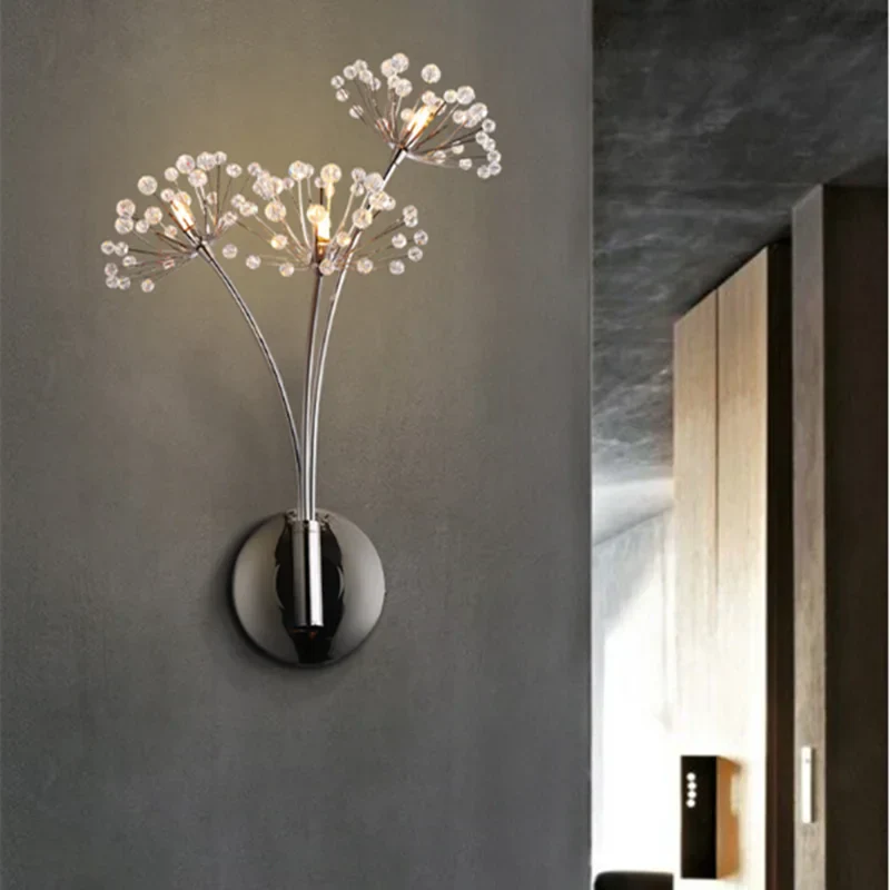 Decorbites™ Löwenzahn-Kristallblumen-Wandlampe für Badezimmer, Schlafzimmer, Wohnzimmer.