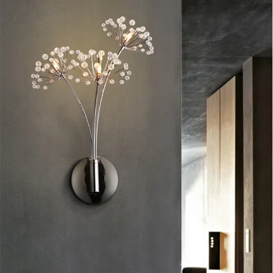 Decorbites™ Löwenzahn-Kristallblumen-Wandlampe für Badezimmer, Schlafzimmer, Wohnzimmer.