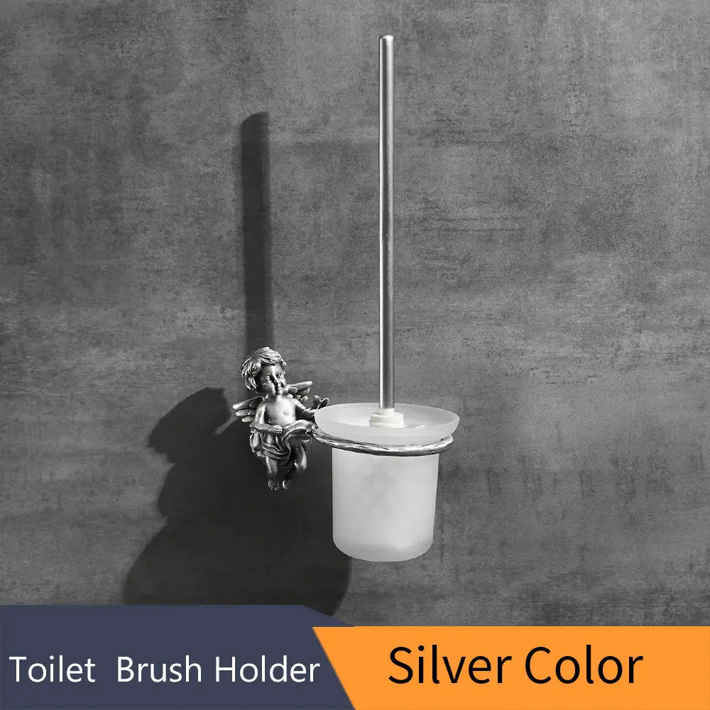 Decorbites™ Klassisches Engel-Messing-Toilettenbürsten- und Halter-Set für das Badezimmer