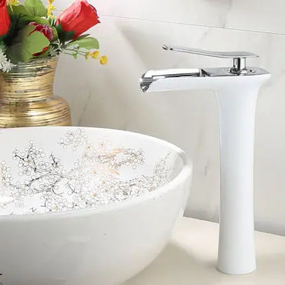DecorBites™ Grey Waterfall Brass Basin Faucet - Hot Cold Mixer Tap for Bathroom Sink